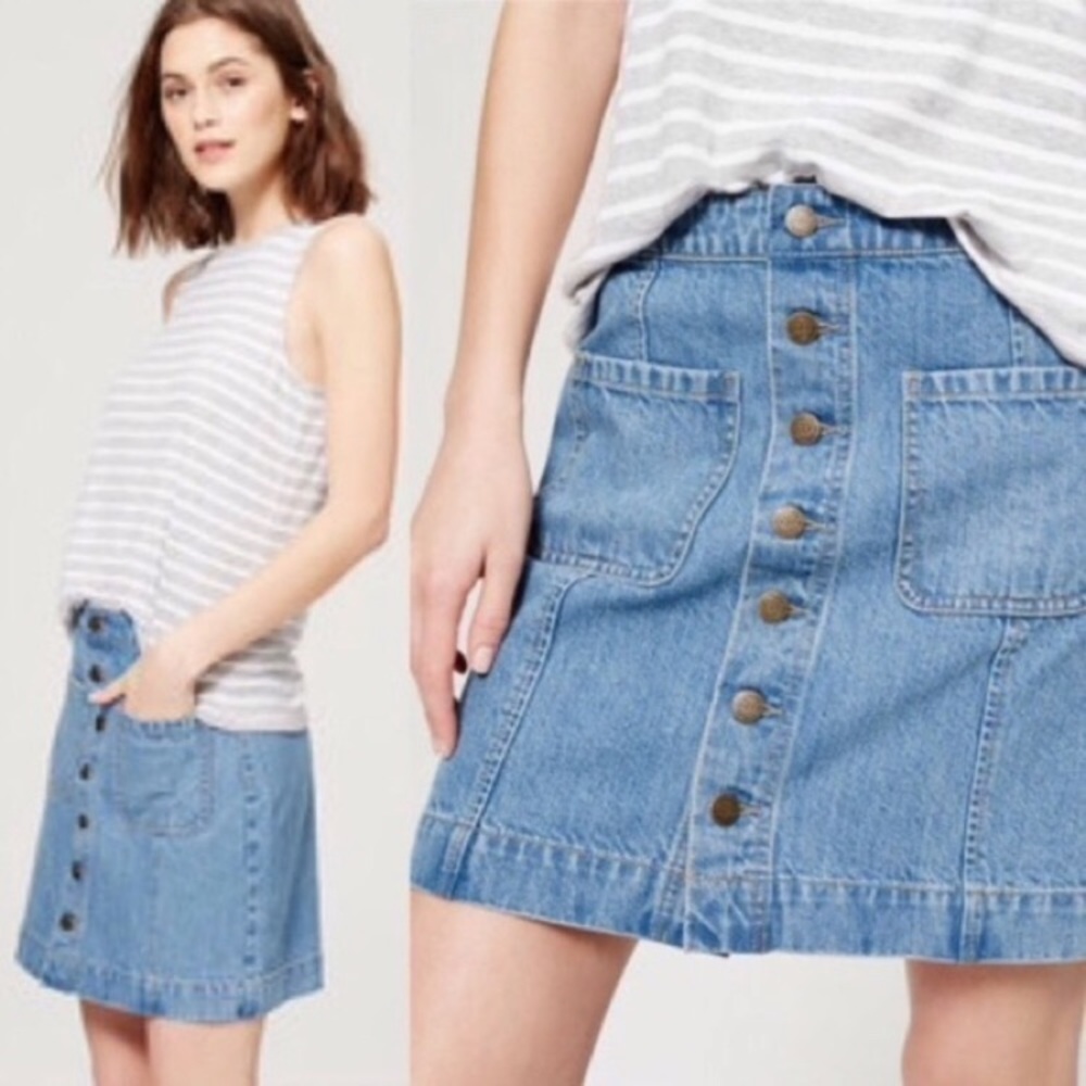 Denim button down skirt